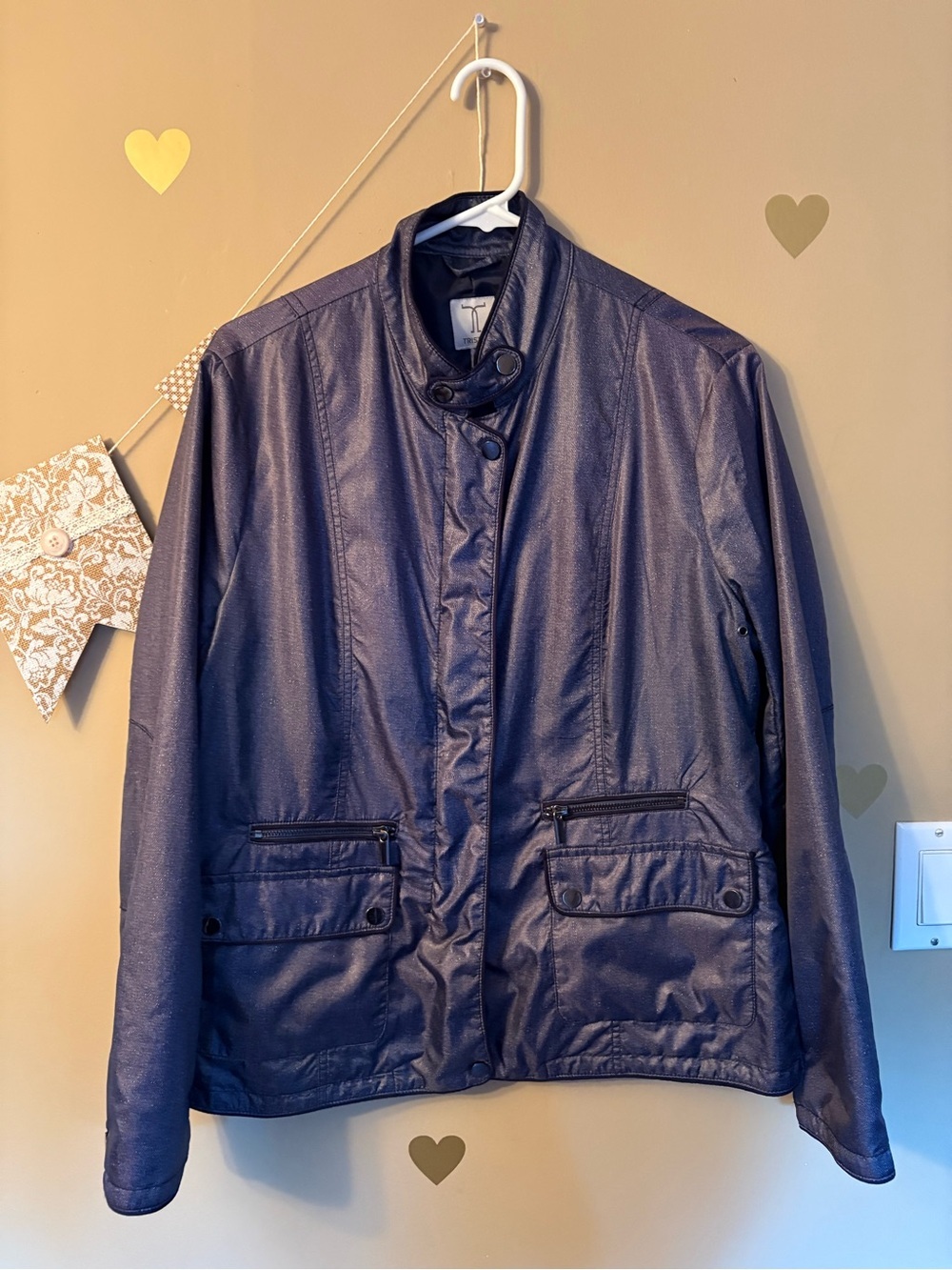 Tristan Navy Shimmer Utility Jacket - Picture 2 of 11